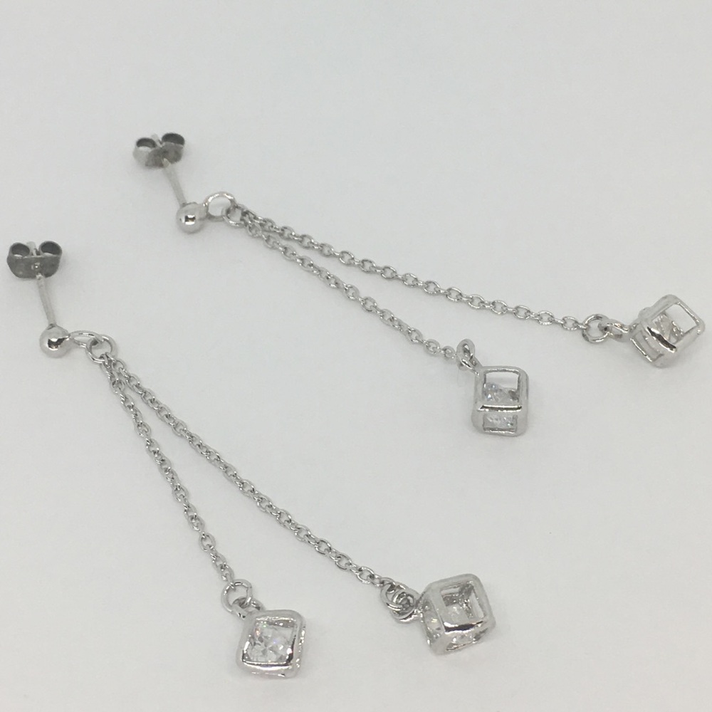 🔥Sterling Silver Crystal Chain Earrings